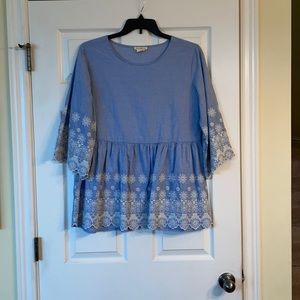 Denim Tunic with Edged Embroidery